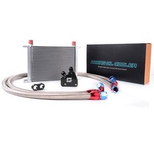 AN10 Oil Cooler Sandwich Plate Kit 25 Row Silver Aluminum with Filter Thermostat