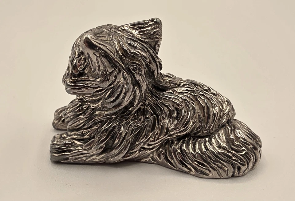 Estatuilla pequeña Italia italiana vintage de plata esterlina de cuerpo completo gato ~ 50,7 gramos Foto 4 de 4