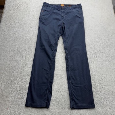Hugo Boss Orange Label Mens Navy Blue Regular Fit Chino Pants 33x32 Stretch