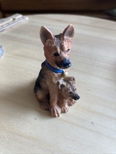 Tiny 2.5  German Shepherd Dog W/ Puppy Figurine Desktop Ornament