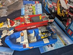 LEGO City Fire Boat 60005, Fire Truck 60002, Speed boat 4641 Complete Sets 
