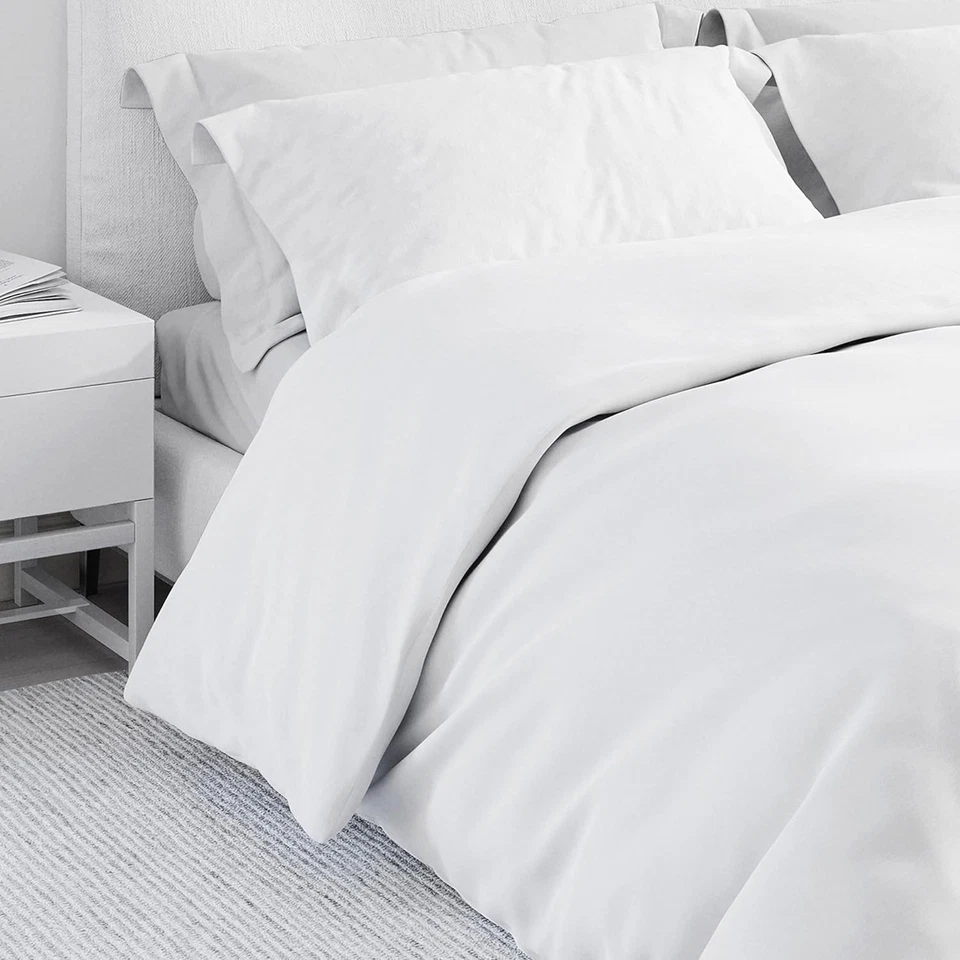 Copripiumino Bianco Microfibra Singolo Matrimoniale Completo Letto Federe Morbid - Immagine 2 di 4