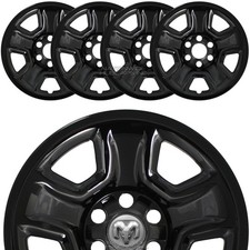 4 For Ram 1500 Tradesman 2019-26 Black 18 Wheel Skins Hub Caps Full Rim Covers