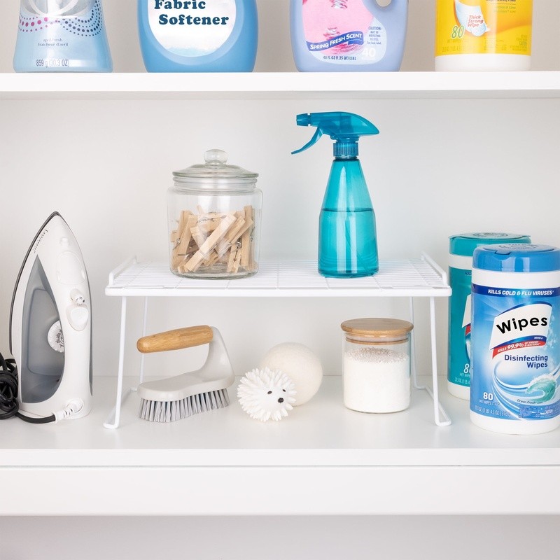 Folding Stacking Shelf Kitchen Organizer Metal Storage Rack Pantry Cabinets New