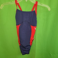 2988 NWOT SPEEDO 24 or 8 girls red navy blue ENDURANCE swimsuit one piece 24