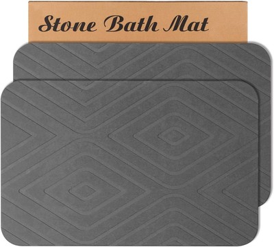 2 Pack Stone Bath Mat Diatomaceous Earth Shower Mat Non-Slip Super Absorbent ...