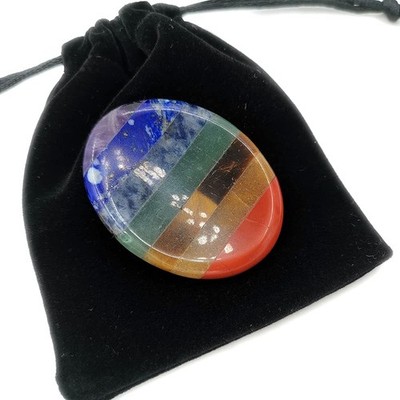 General Gemstone Thumb Worry Stone for Anxiety, 7 Chakra Crystals Multicolor 