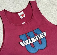 Vintage Wilson Tank Top Mens Large Athleticwear Red 90s Summer Workout USA Made