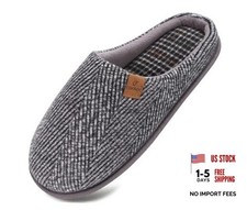 Mens Memory Foam House Slippers Slip On Cozy Scuff Shoes 11 Grey-autumn