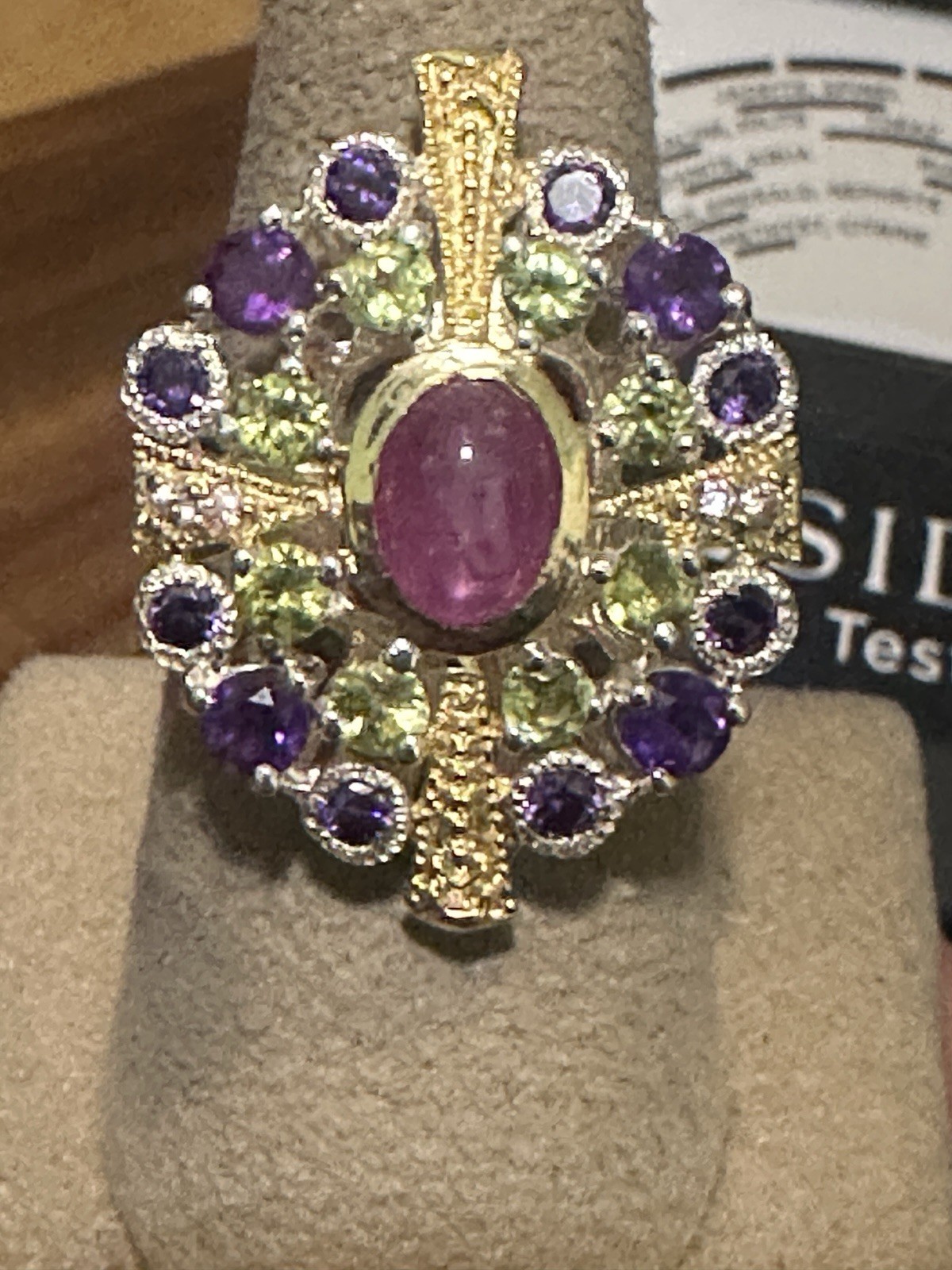 925 Sterling Silver Ring Ruby Amethyst Peridot Ge… - image 1