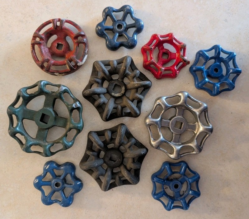 10 VINTAGE INDUSTRIAL VALVE HANDLE FAUCET KNOBS STEAMPUNK DECOR