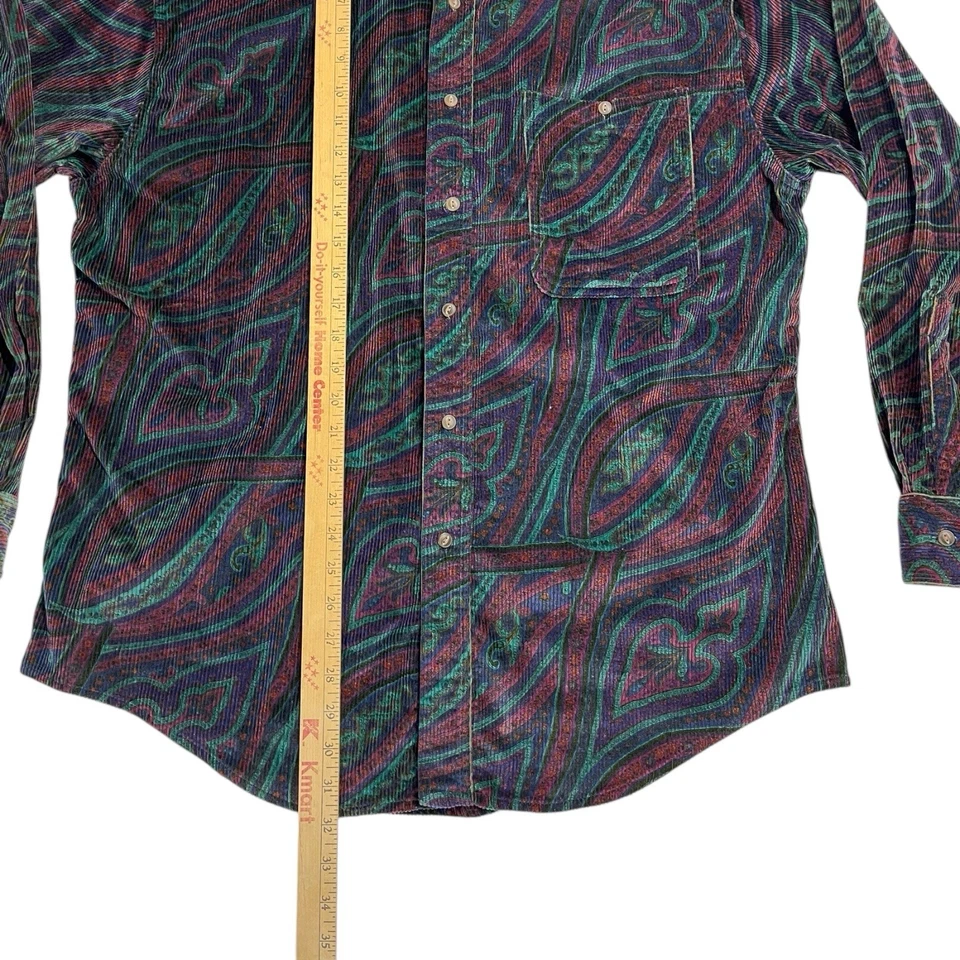 Camisa de Colección Años 90 Ralph Lauren Chaps Pana Paisley Manga Larga Talla XL Foto 4 de 4