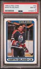 1990 O-PEE-CHEE #64 MARTIN GELINAS ROOKIE RC PSA 8