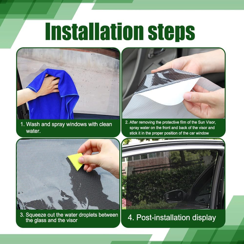 4PCS Car Side Window Sunshade, Static Cling Auto Shade Sticker to Block Sun Glar