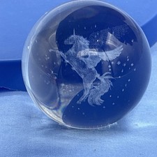 Laser Etched Pegasus  Stars Crystal Ball Clear Glass Sphere Paperweight 3  