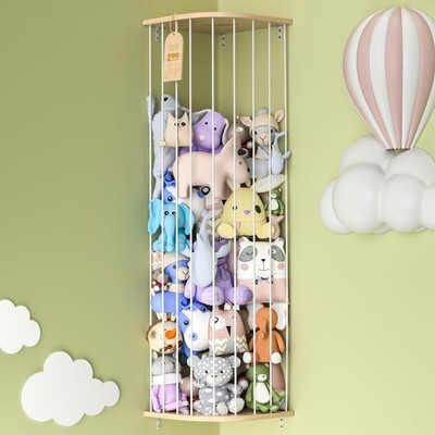 Stuffed Animal Storage for Plushie Toys - Large Wood Corner Hanging Pet Stora...