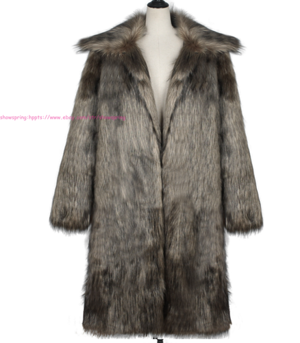 Abrigo de piel sintética mullido para hombre cálido invierno difuso largo abrigo grueso parka gabardina - Imagen 9 de 14