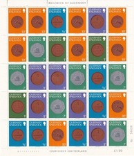 SA38d Guernsey 1979 - 1983 Coins, mint sheet.