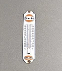 VINTAGE 12” GULF PORCELAIN THERMOMETER SIGN CAR GAS OIL TRUCK MOTORCYCLE