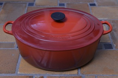   Le Creuset Bräter Topf oval 35 cm kirschrot Gusseisen TOP NEUw  
