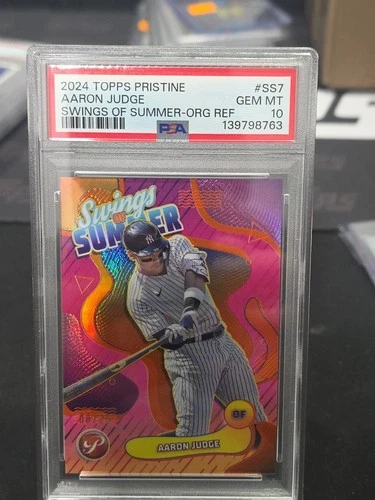 2024 TOPPS PRISTINE AARON JUDGE SWINGS OF SUMMER ORANGE REFRACTOR/25 #SS7 PSA 10