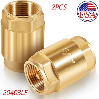 One Way Brass In-Line Check Valve, 3/4-Inch IPS, 3/4-Inch Female Iron Pipe (FIP)