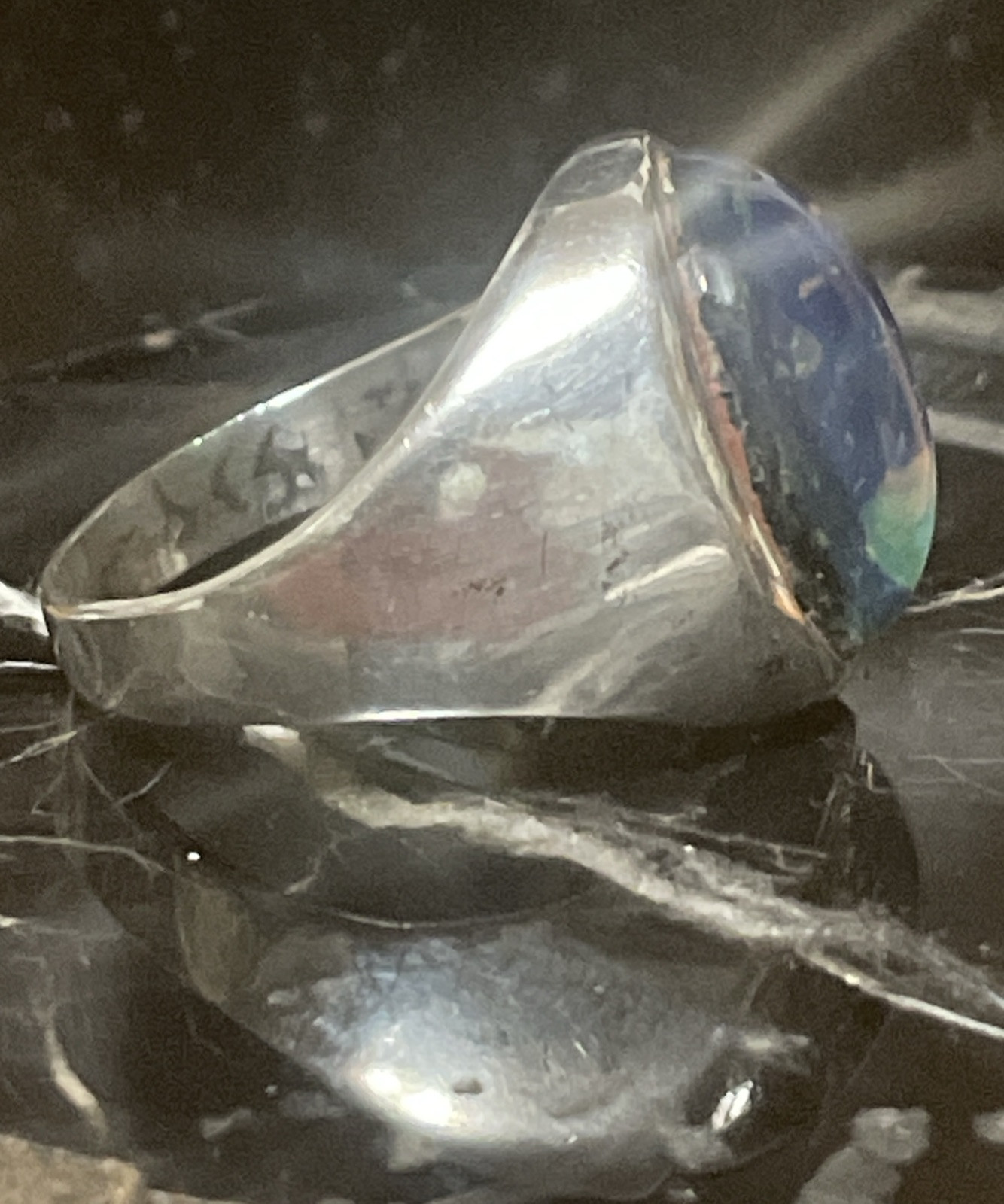 Faux Opal Sterling Silver Statement Ring Size 12 - image 5