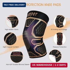 Copper Knee Braces for Knee Pain 2 pack, Knee Compression Sleeve Support for Men
