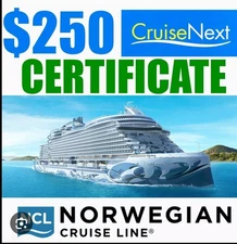 $250 NCL CruiseNext Certificates - 2 Available Free Shipping