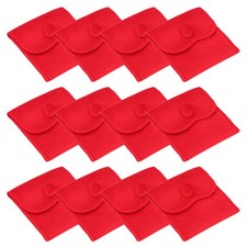12Pcs 3x3 Inch Velvet Jewelry Pouches Gift Bags with Snap Button Red