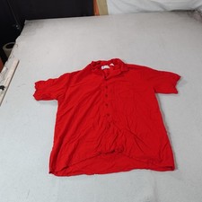 Vintage Islander Shirt Mens XL Red Rayon Short Sleeve Button Top Hong Kong Top