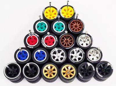 1/64 Scale Wheels & Rubber Tires (10 Sets) Real Riders fits Hot Wheels Set R