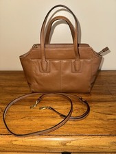 Coach Brown Satchel Top Handle Bag with Detachable Strap, Zipper Accent