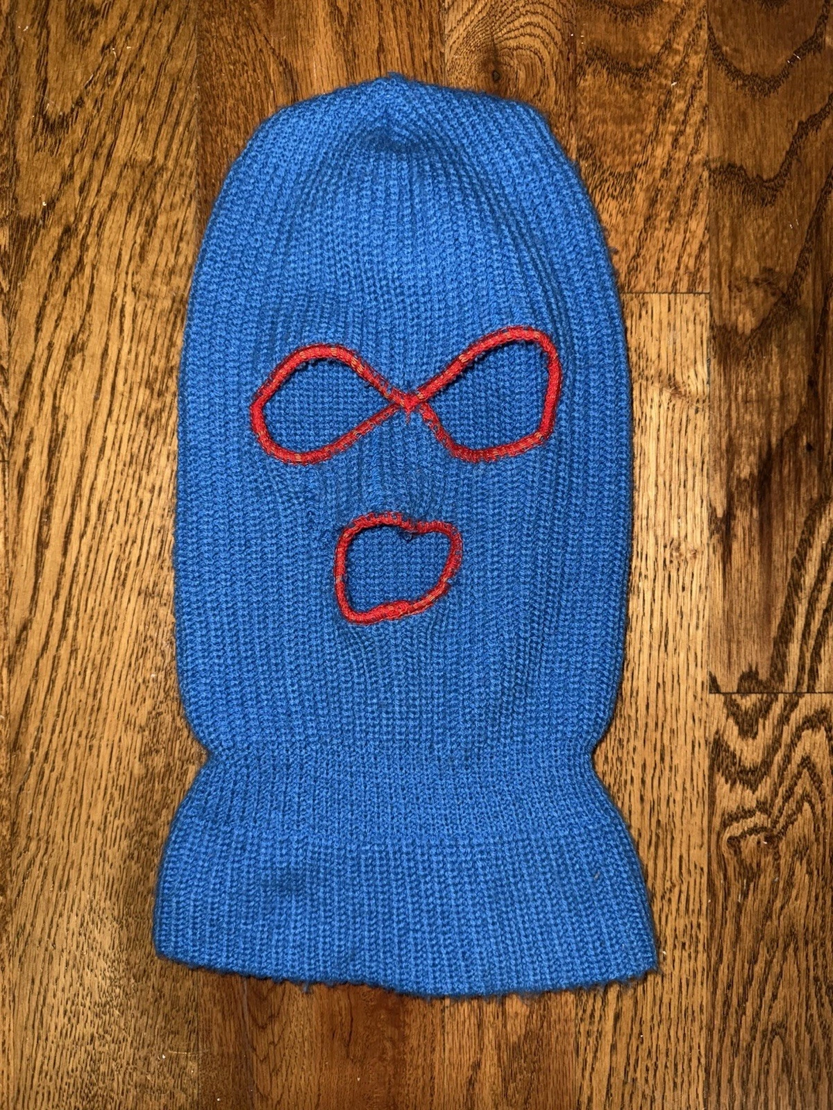 Vintage Knit Ski Balaclava 70s 80s Robber Mask Full Face 3 Hole Multi-Color