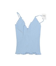 Free People Intimately Cami Tank Top Womens XS/S Blue Lettuce Hem Knit Ribbed