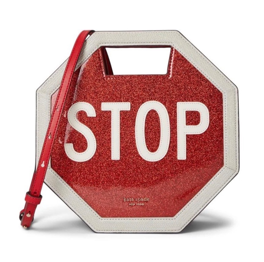 Kate Spade Cars Glitter Patent Leather 3D Stop Sign Crossbody Bag