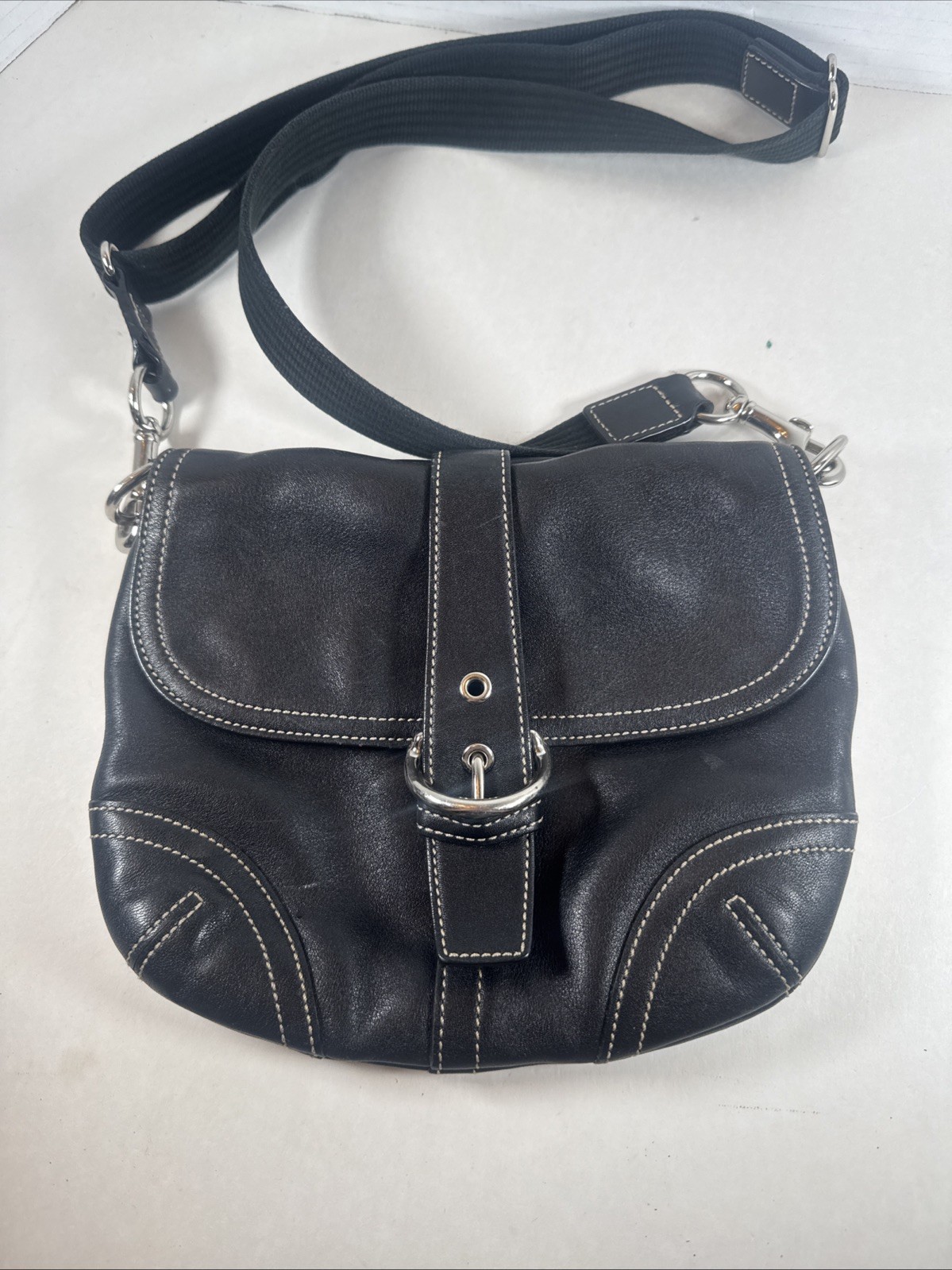 Vintage Coach Mini Black Leather Soho Crossbody Purse 7843 Detachable Strap EUC
