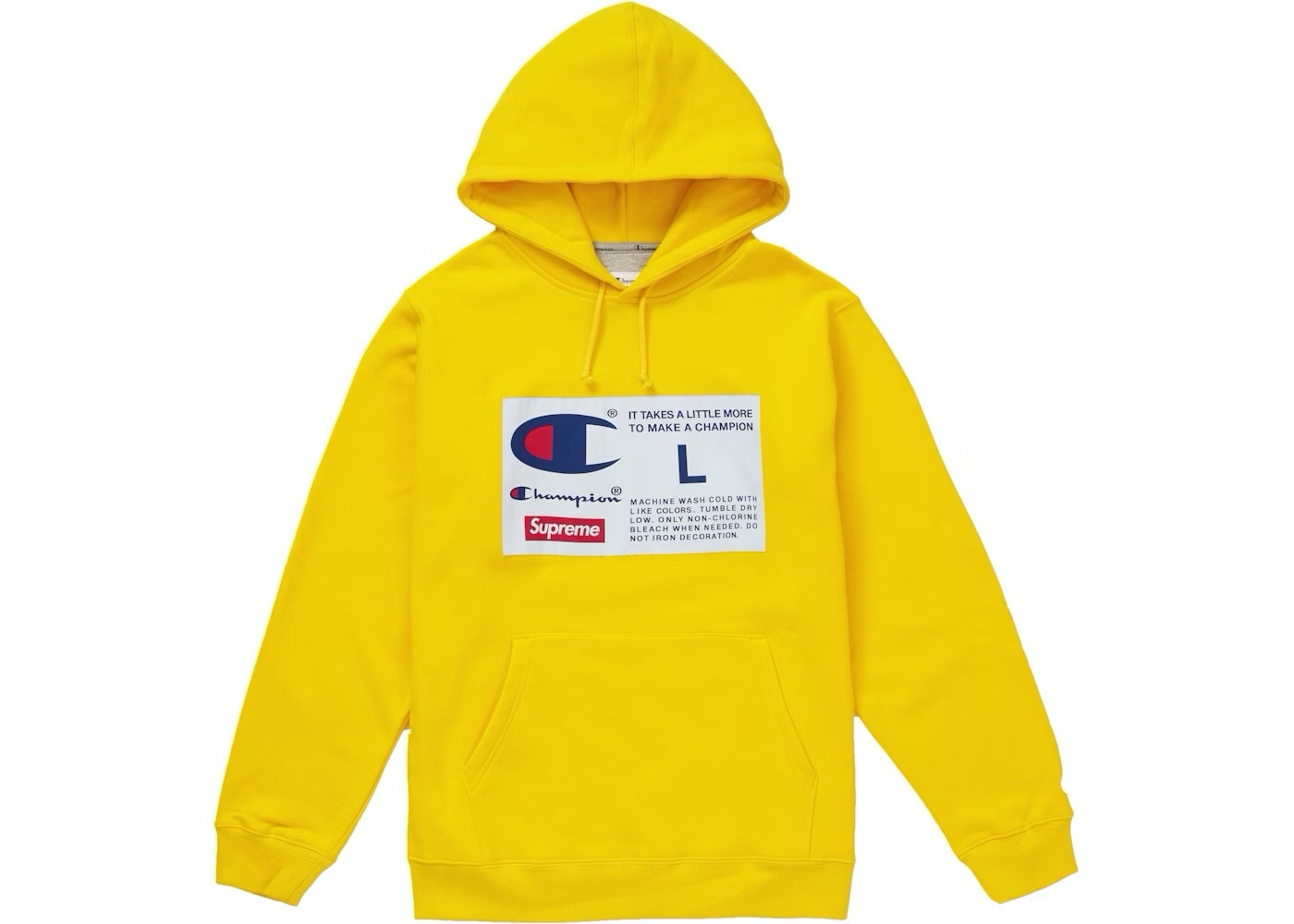 Supreme Champion Label Hooded Sweatshirt Yellow M