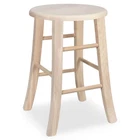 Sgabello Wood Raw for Painting, Height 47 cm, Round Seat, Curved Legs