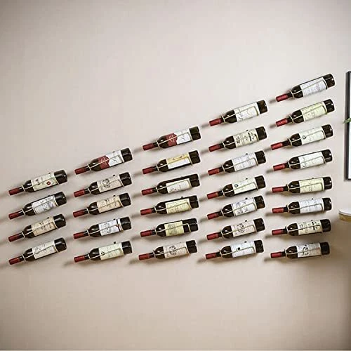 OFILLES 5 Pcs Gold Wine Rack Wall Mounted Wine Bottle Holder for