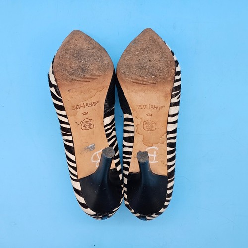 White House Black Market Monarch 10M Zebra print Leather Upper 3 in heels - Picture 9 of 10