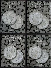 Set of 4 He Harris Mercury Roosevelt Dime Coin Folders Number 1-4 1916-2025 Book