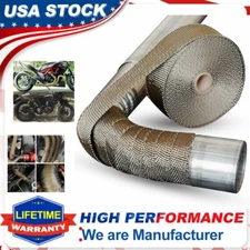2"x 50ft Roll Titanium Header Turbo Pipe Lava Manifold Exhaust Heat Wrap 10 Ties