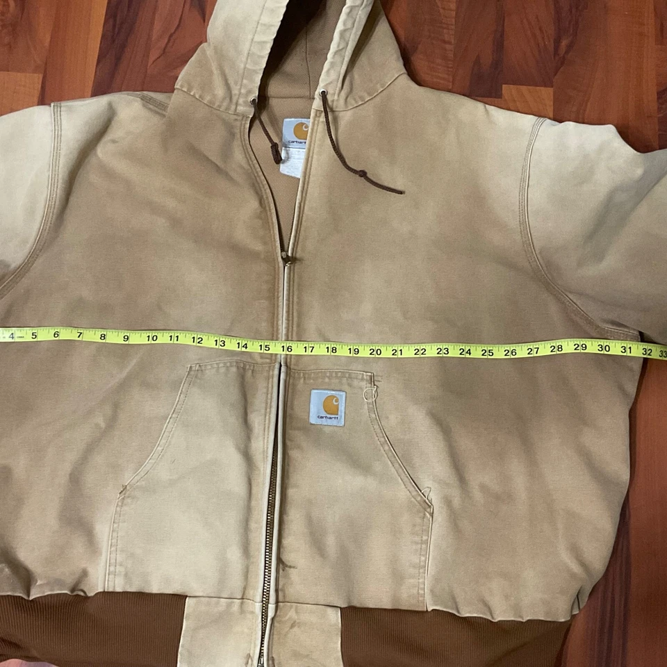 Vintage Carhartt Canvas Hooded Zip Jacket J03 BRN Mens 4XL Broken In Workwear - Image 2 of 4