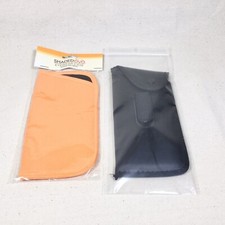 TWO EYE GLASS CASES ONE ORANGE  ONE BLACK VINYL