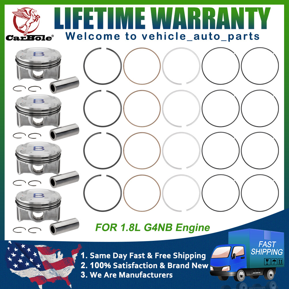 Engine Pistons & Rings Set - Fits 2011-2013 Kia Soul & Hyundai Elantra 1.8L-2.0L (CPW7019)