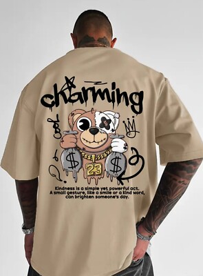 Herren Oversize T-Shirt   Charming Cool Bear   Streetwear Fashion Look
