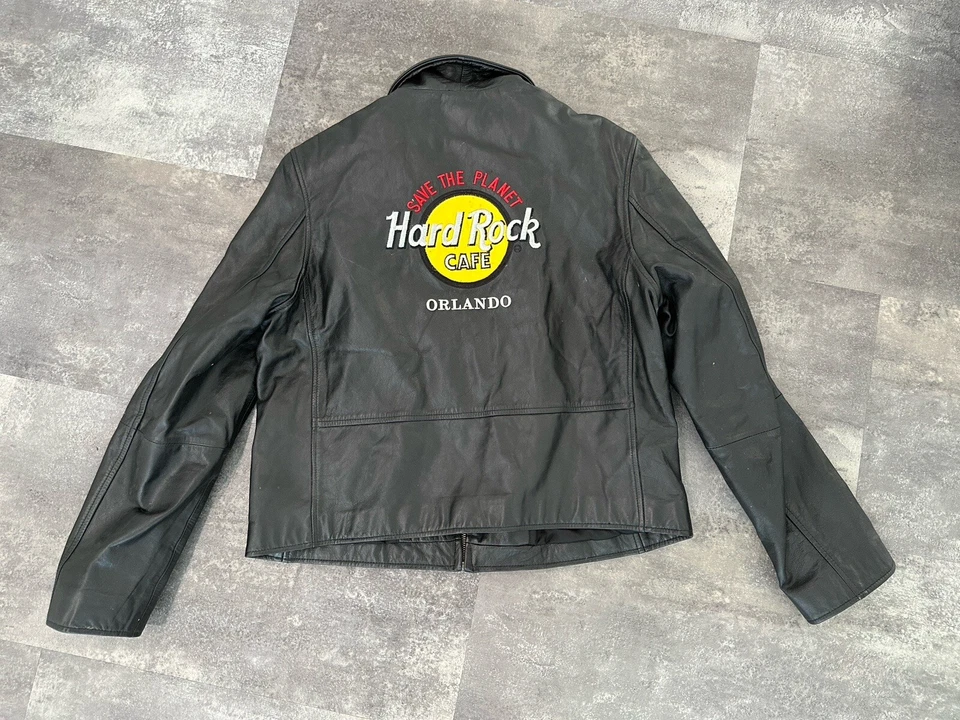Y2k Vintage Hard Rock Cafe Orlando Women's Leather Zipper Jacket Size Med - Image 4 of 4