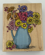 Hero Arts 1994 Limited Edition L547 Bouquet in a Pitcher Wood Mount Rubber Stamp