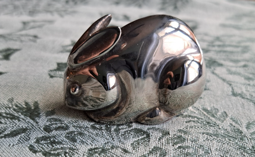 Vintage Silver-plated Bunny Rabbit Figurine Modern Paperweight Small ...